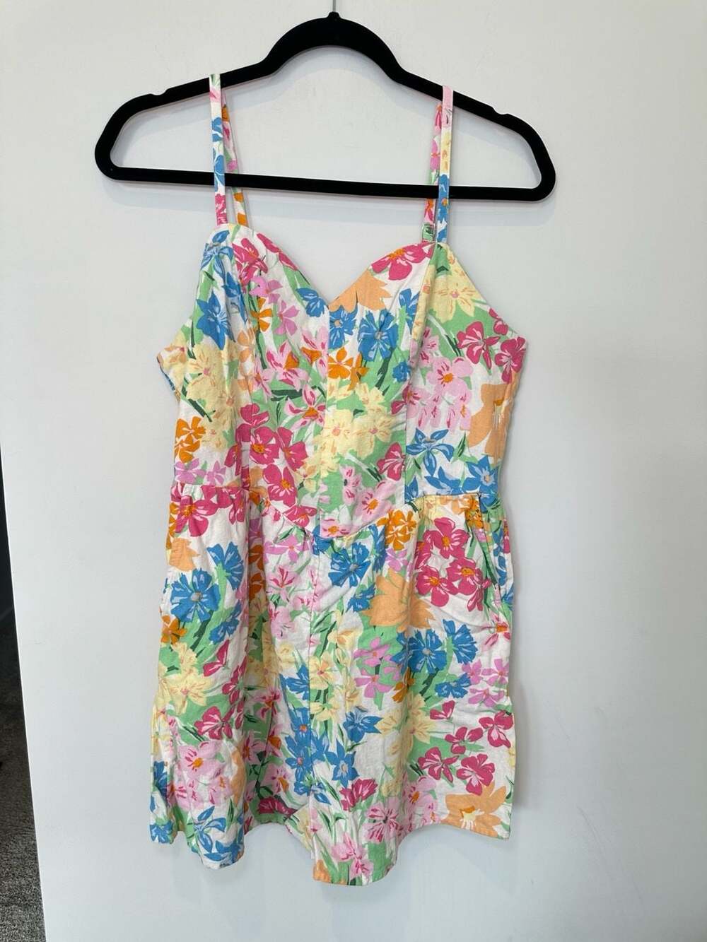 Old Navy Floral Romper Size L Smocked Cami Mini Dress